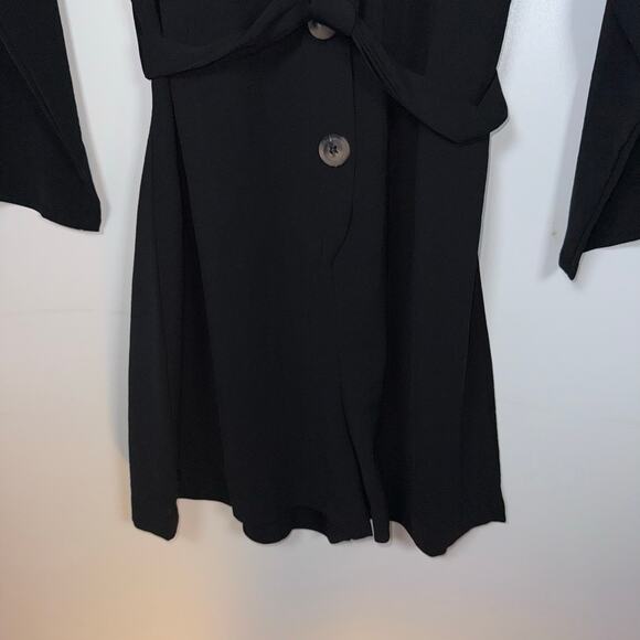 Entro Black Romper Women’s S Button Front Tie Waist 3/4 Sleeve One Piece Casual - Picture 8 of 16